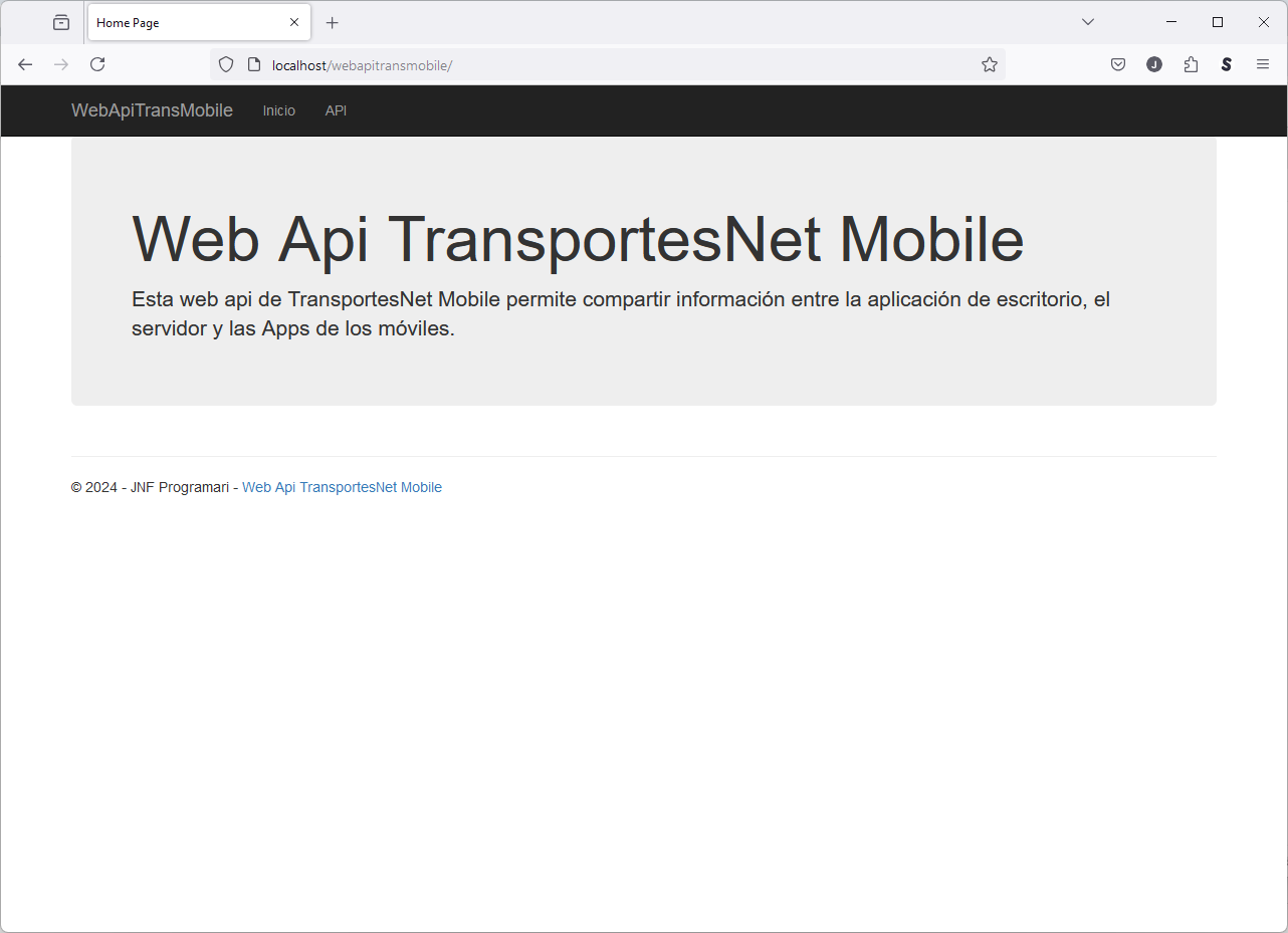 Pantalla Web Api TransportesNet Mobile 1.0.3